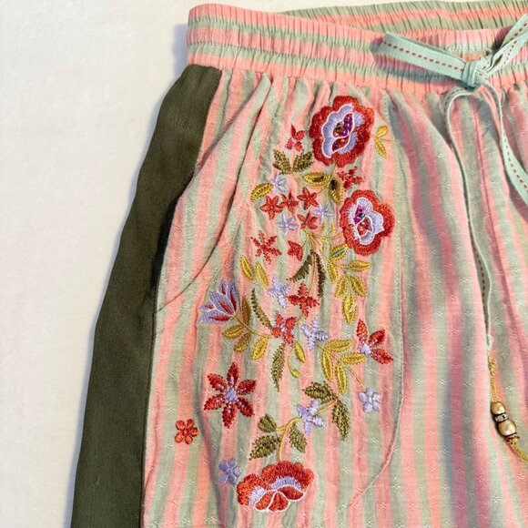 SMALL Aratta Silent Journey Boho Seven Hills Embroidered Stripe Wide Leg Pants - Picture 3 of 14